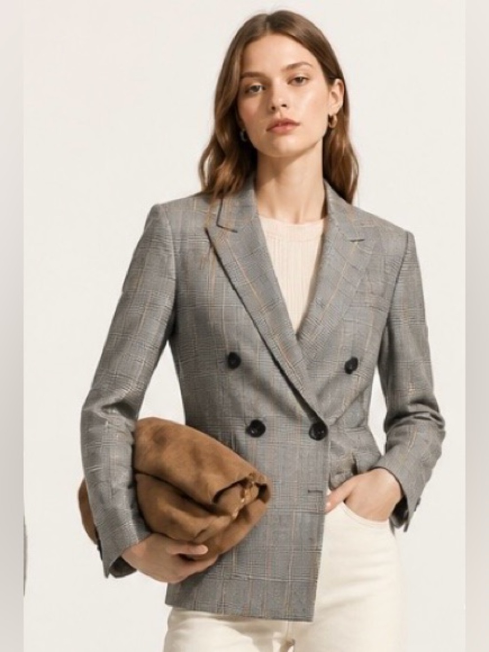 VERONICA BEARD Blazer Dickey Double Breasted Glen Plaid Luxury Insert Jacket 16